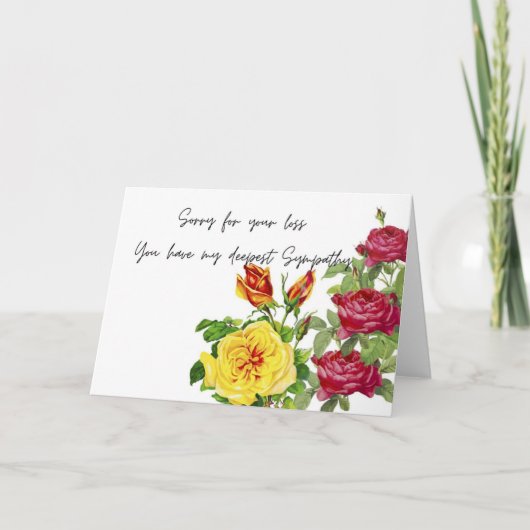 rozen voor je verlies, sympathie feestdagen kaart (Voorkant)