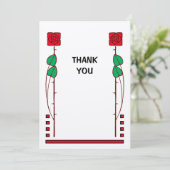 Rozen voor  kunst en ambachtelijke stijl bedankkaart (Staand voorkant)