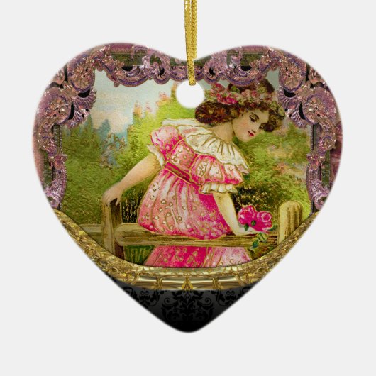 Rozen voor Love Victoriaans IV Keramisch Ornament (Voorkant)
