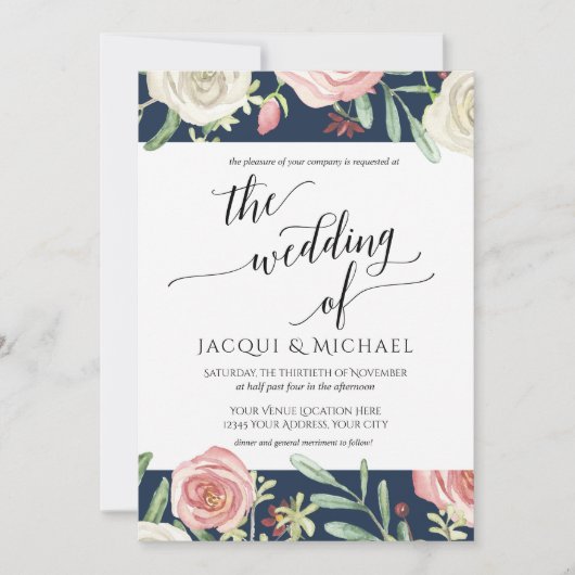 Rozen voor marineslag en bloesem kaart (Voorkant)