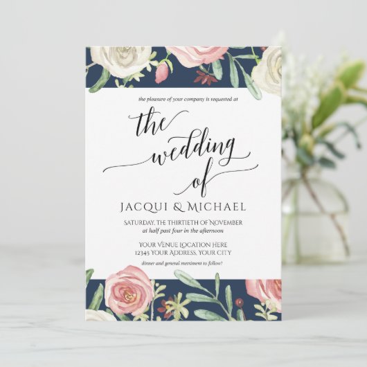 Rozen voor marineslag en bloesem kaart (Staand voorkant)