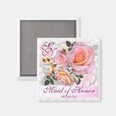 Rozen voor mijn liefde ~ Wedding Favor Magnet (Voorkant / Achterkant)