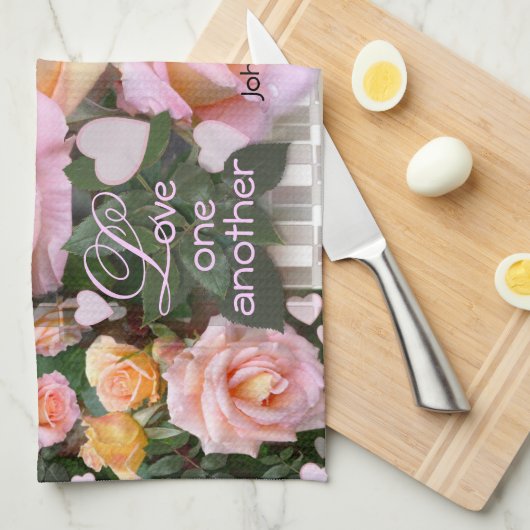 Rozen voor mijn liefdesschat ~ keukenhanddoek (Quarter Fold)