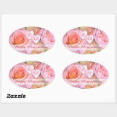 Rozen voor mijn Love Happy Jubileum Ovale Sticker (Vel)