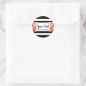 Rozen voor moderne zwarte en witte stripes ronde sticker (Tas)