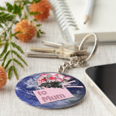 Rozen voor moeder op Moederdag Sleutelhanger (Zijkant)