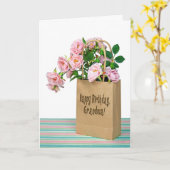 Rozen voor oma roze Birthday Kaart (Gele Bloem)