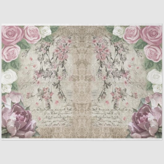 Rozen voor ontwerp 26 van de DecoupageReeks Tissuepapier (Voorkant)