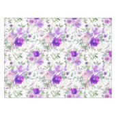 Rozen voor Paarse Floral Waterverf Design Tableclo Tafelkleed (Voorkant (Horizontaal))