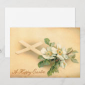 Rozen voor  paaskruis en honden feestdagenkaart (Voorkant / Achterkant)