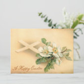 Rozen voor  paaskruis en honden feestdagenkaart (Staand voorkant)