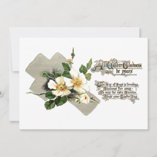 Rozen voor  paaskruis en honden feestdagenkaart (Voorkant)