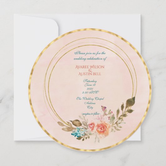 Rozen voor perziken-Waterverf en goudgeometrisch L Kaart (Voorkant)