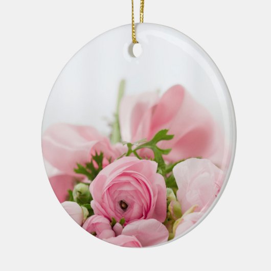 Rozen voor roze bruiloft keramisch ornament (Links)
