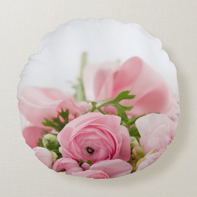 Rozen voor roze bruiloft rond kussen (Voorkant)