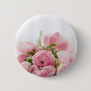 Rozen voor roze bruiloft ronde button 5,7 cm