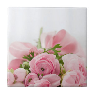 Rozen voor roze bruiloft tegeltje