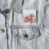 Rozen voor roze bruiloft vierkante button 5,1 cm (In situ)