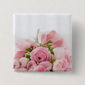 Rozen voor roze bruiloft vierkante button 5,1 cm (Voorkant)