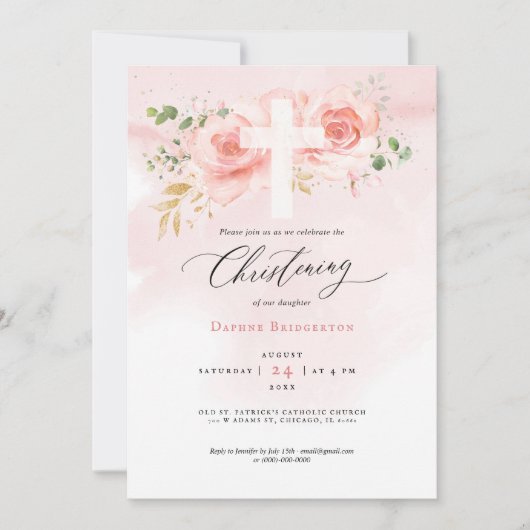 Rozen voor roze en goudkersen kaart (Voorkant)