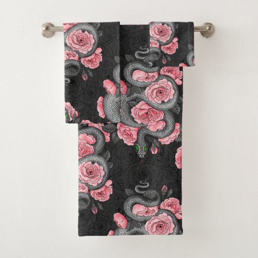 Rozen voor slangen en perziken bad handdoek (Insitu)