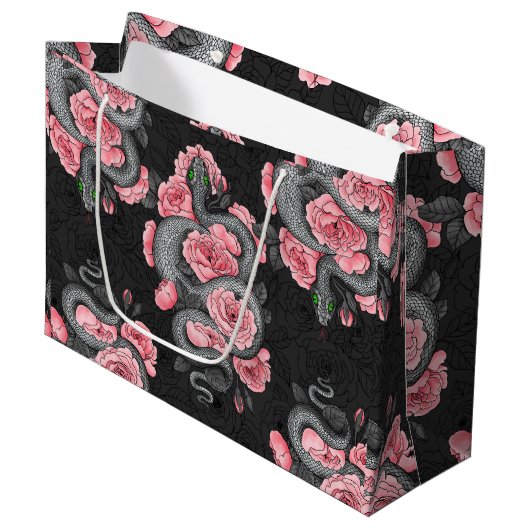 Rozen voor slangen en perziken groot cadeauzakje (Voorkant Gekanteld)