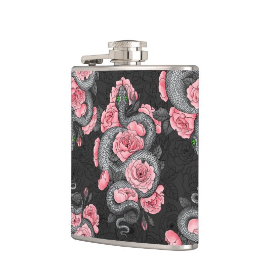 Rozen voor slangen en perziken heupfles (Links)