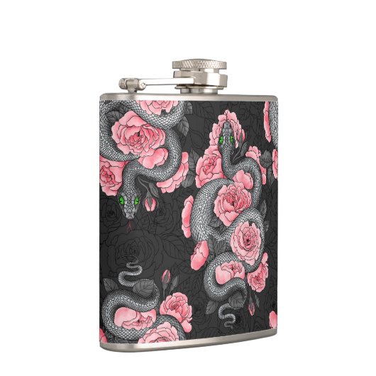 Rozen voor slangen en perziken heupfles (Rechts)