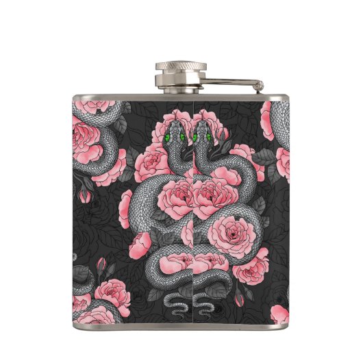 Rozen voor slangen en perziken heupfles (Achterkant)