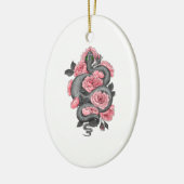 Rozen voor slangen en perziken keramisch ornament (Links)