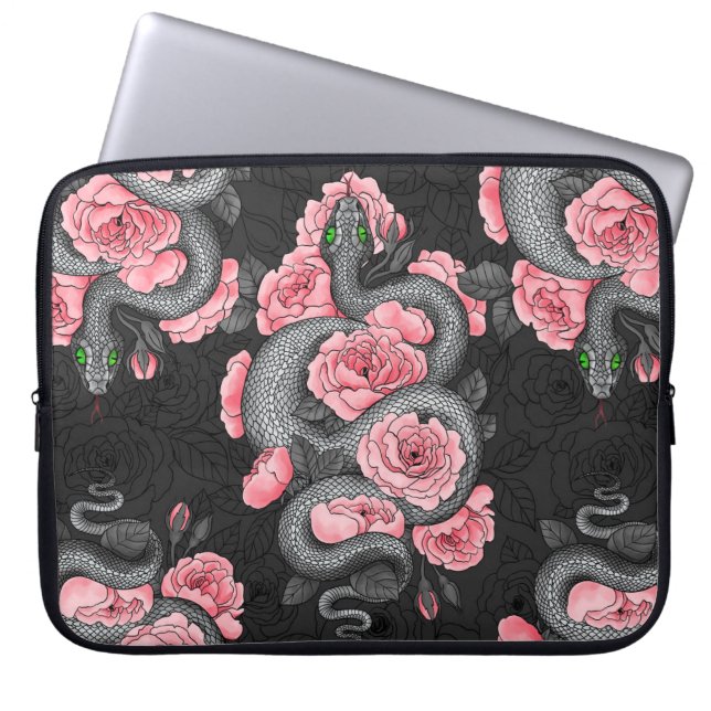 Rozen voor slangen en perziken laptop sleeve (Voorkant)