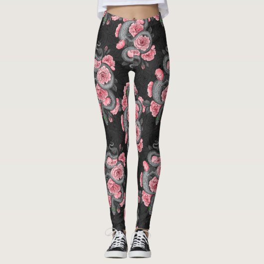 Rozen voor slangen en perziken leggings (Voorkant)