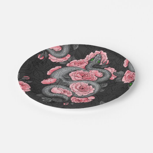 Rozen voor slangen en perziken papieren bordje (Gekanteld)