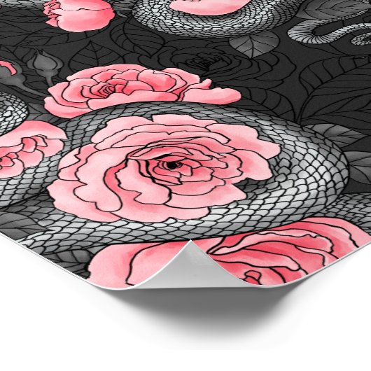 Rozen voor slangen en perziken poster (Hoek)