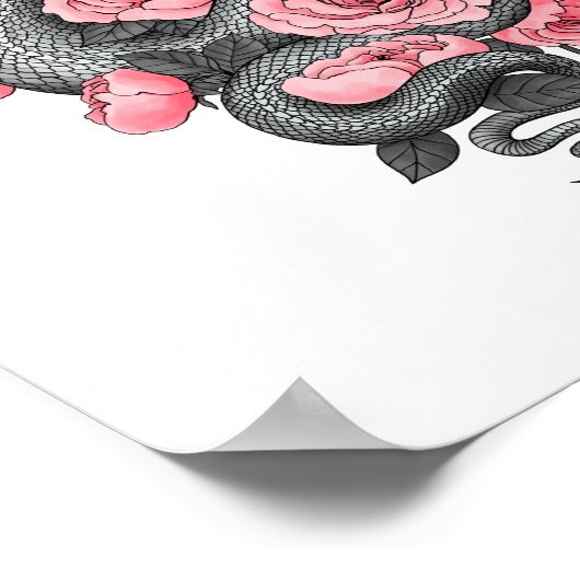 Rozen voor slangen en perziken poster (Hoek)