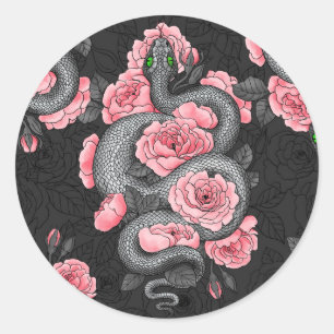 Rozen voor slangen en perziken ronde sticker