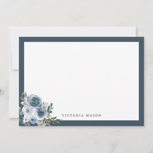 Rozen voor Stamblauw Waterverf Notitiekaartje (Voorkant)