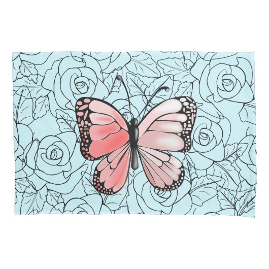 Rozen voor vlinderpiloot Hoesje - Aangepaste kleur Kussensloop (Voorkant)