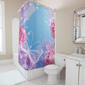 Rozen voor vlinders douchegordijn (In situ)