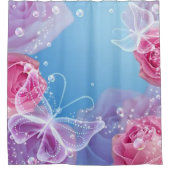 Rozen voor vlinders douchegordijn (Voorkant)
