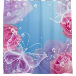 Rozen voor vlinders douchegordijn