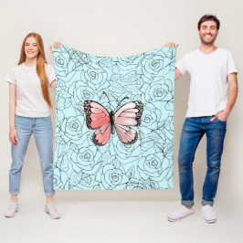Rozen voor vlindervloeren - Uw kleuren Fleece Deken
