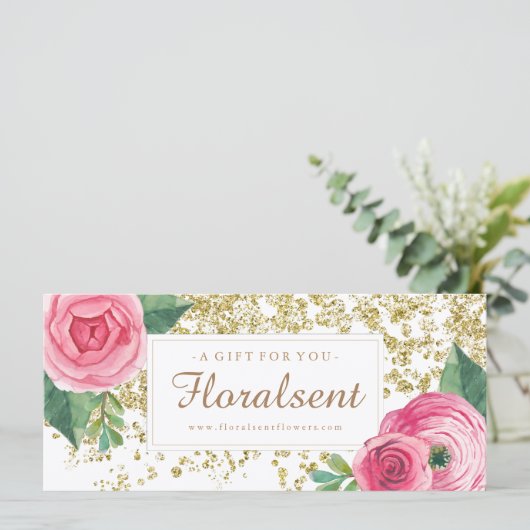 Rozen voor  Waterverf Cadeaubon (Staand voorkant)