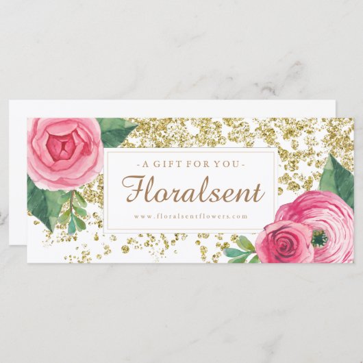 Rozen voor Waterverf Cadeaubon (Voorkant / Achterkant)