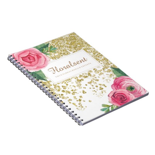 Rozen voor  Waterverf en Glitter-laptop Notitieboek (Rechterzijde)