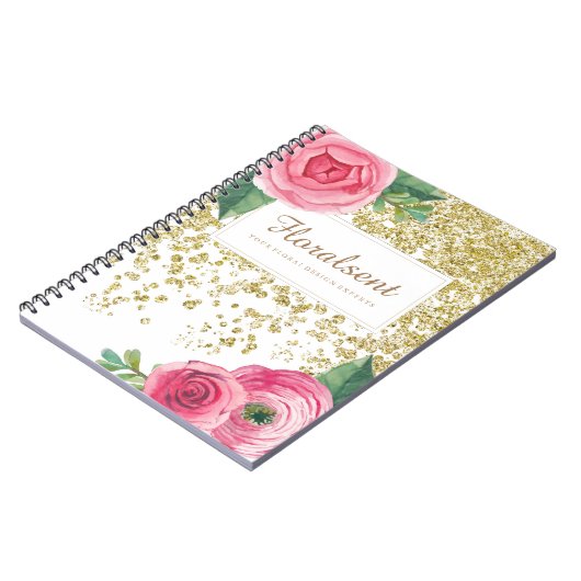 Rozen voor  Waterverf en Glitter-laptop Notitieboek (Linkerzijde)