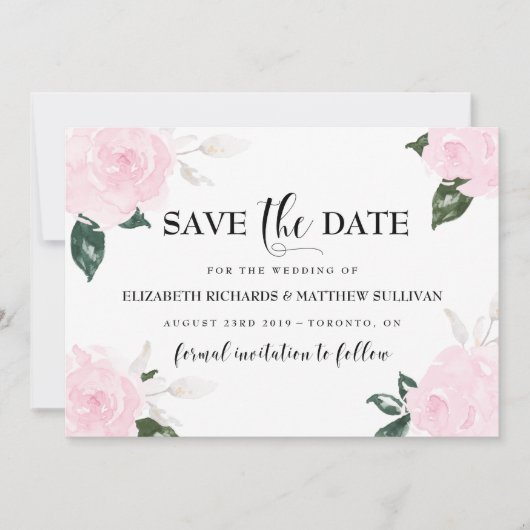 Rozen voor Waterverf met snoeproze snoepjes De dat Save The Date (Voorkant)
