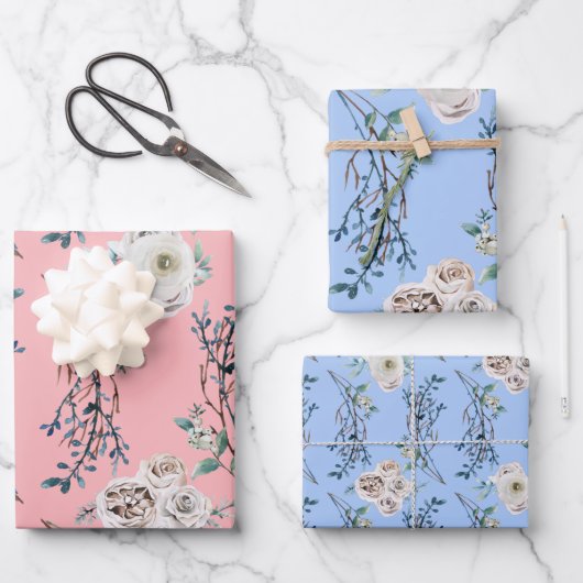 Rozen voor wintervakantiebruiloft inpakpapier vel (Voorkant)