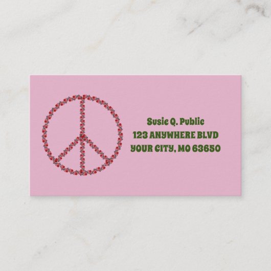 Rozen vredesbord visitekaartje (Voorkant)