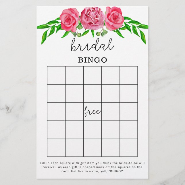 Rozen vrijgezellenfeest bingo (Voorkant)